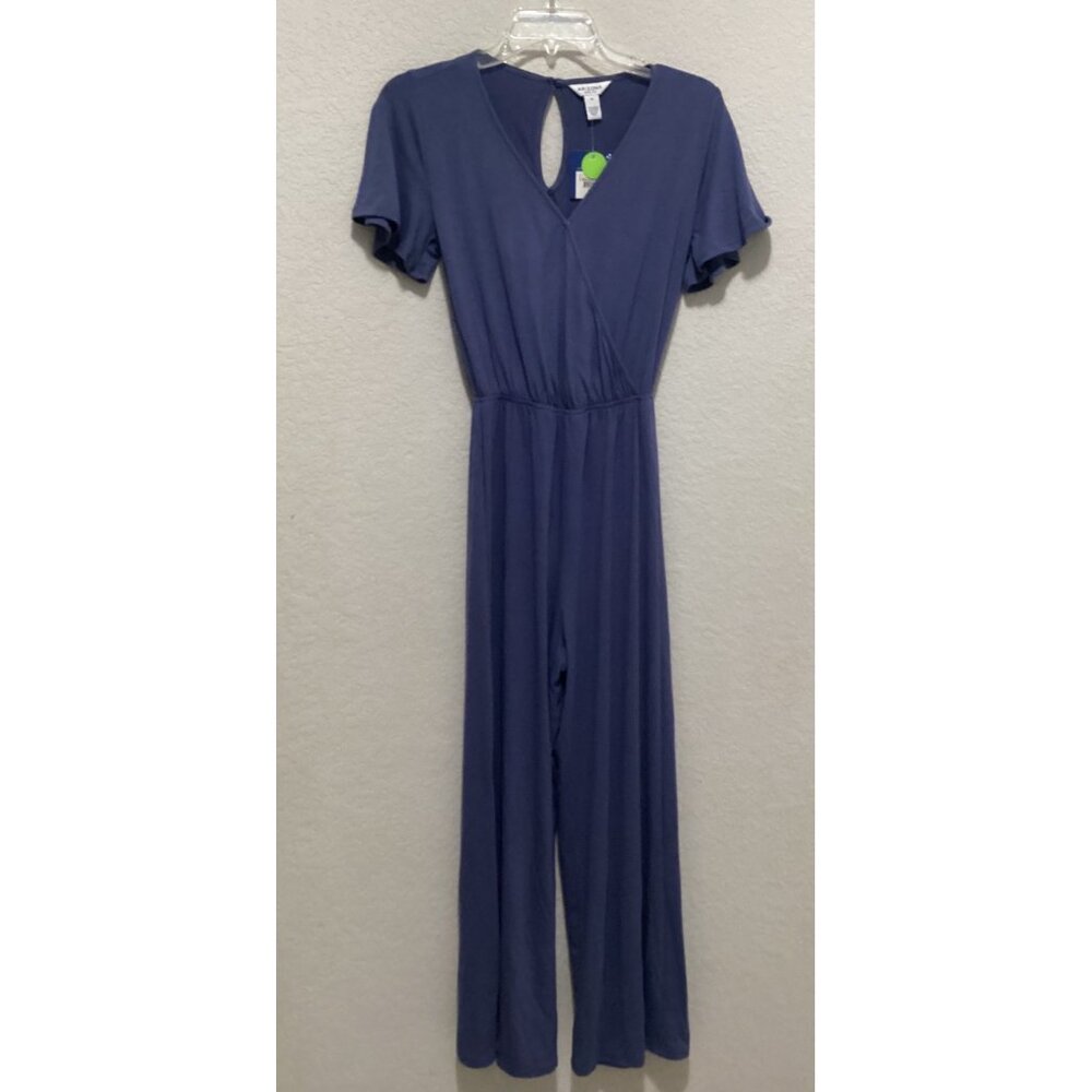 Arizona Jean Co. Womens Blue Short Sleeve Keyhole Back Jumpsuit Size XS